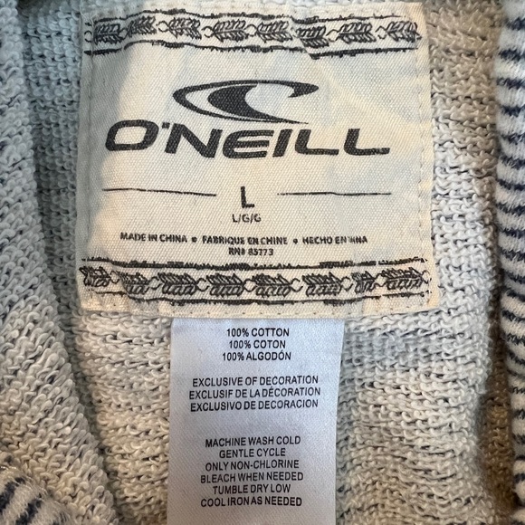 O’NEILL LIKE NEW! UNISEX NAVY STRIPED HOODIE SIZE LARGE - Picture 9 of 9